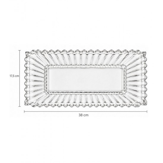 Bandeja De Vidro Adely Decor 38 x 17,5 x 3,5cm